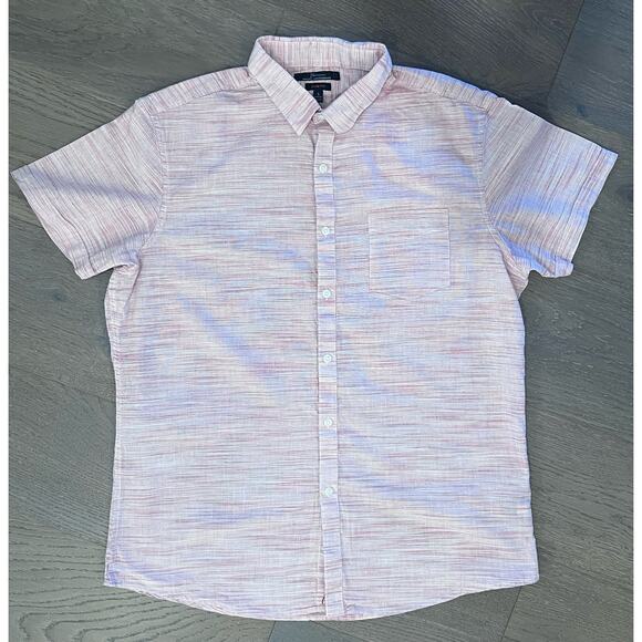 Marc Anthony Other - Marc Anthony Men's Short Sleeve Casual Button Up Shirt Pink White Size L